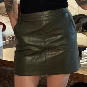 Army Green Pleather Skirt